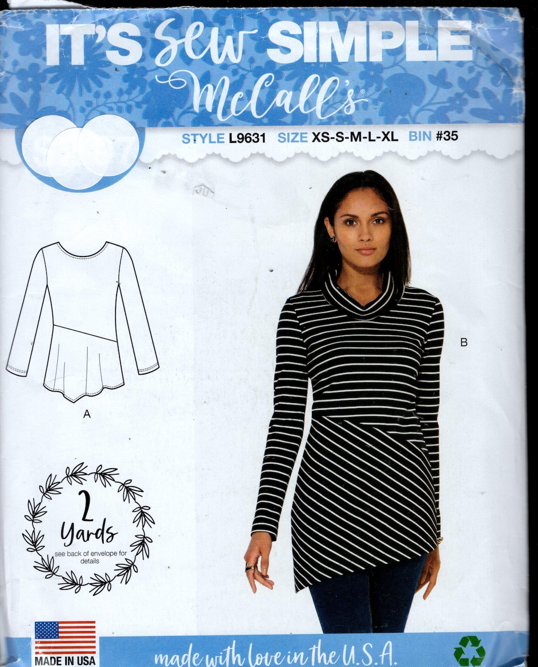 Mccall's 9631 Misses' Stretch Knit Long Sleeved Top, With Rounded or ...