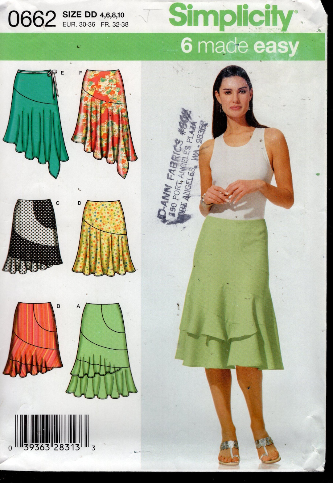Simplicity 5005/0662 Misses' Diagonal Cut Swirling Flounce Skirt