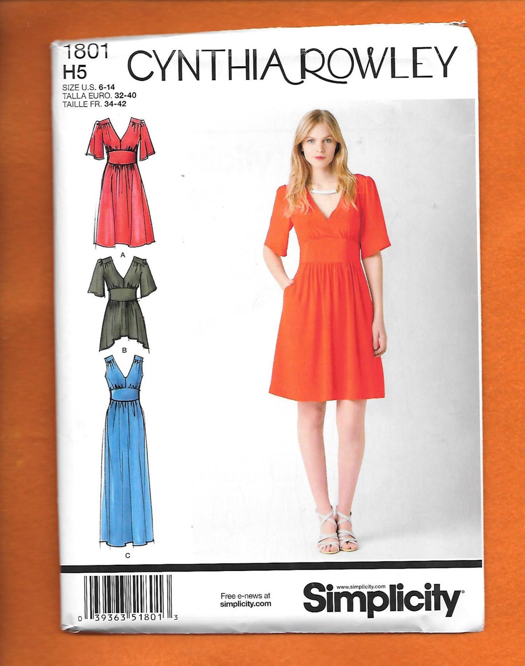 Simplicity 1801 Misses' Designer Cynthia Rowley Evening, or Street