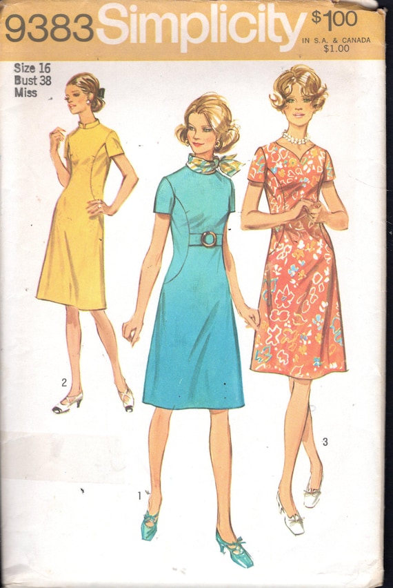 misses a line dresses Simplicity 9383 Misses' A-Line Dress with Front Seam Insterest, and Neckline Options, Size 16, Bust 38, CUT, Read Details layered ruffle dress maxi