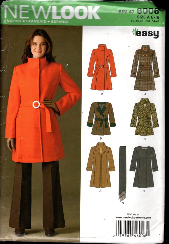 New Look 6006 Misses' Princess Seamed Coats With Self Belt, Collar