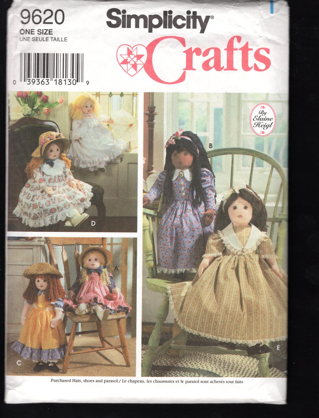 Retro 90's Simplicity 9620 Dolls, and Dresses, Designed by Elaine Heigl