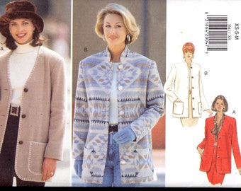 Fab 90's Butterick 3641 Misses' Jackets with Stand Up or No Collar, Patch Pockets, Fabulous in Fleece, Sizes  6-14, UNCUT