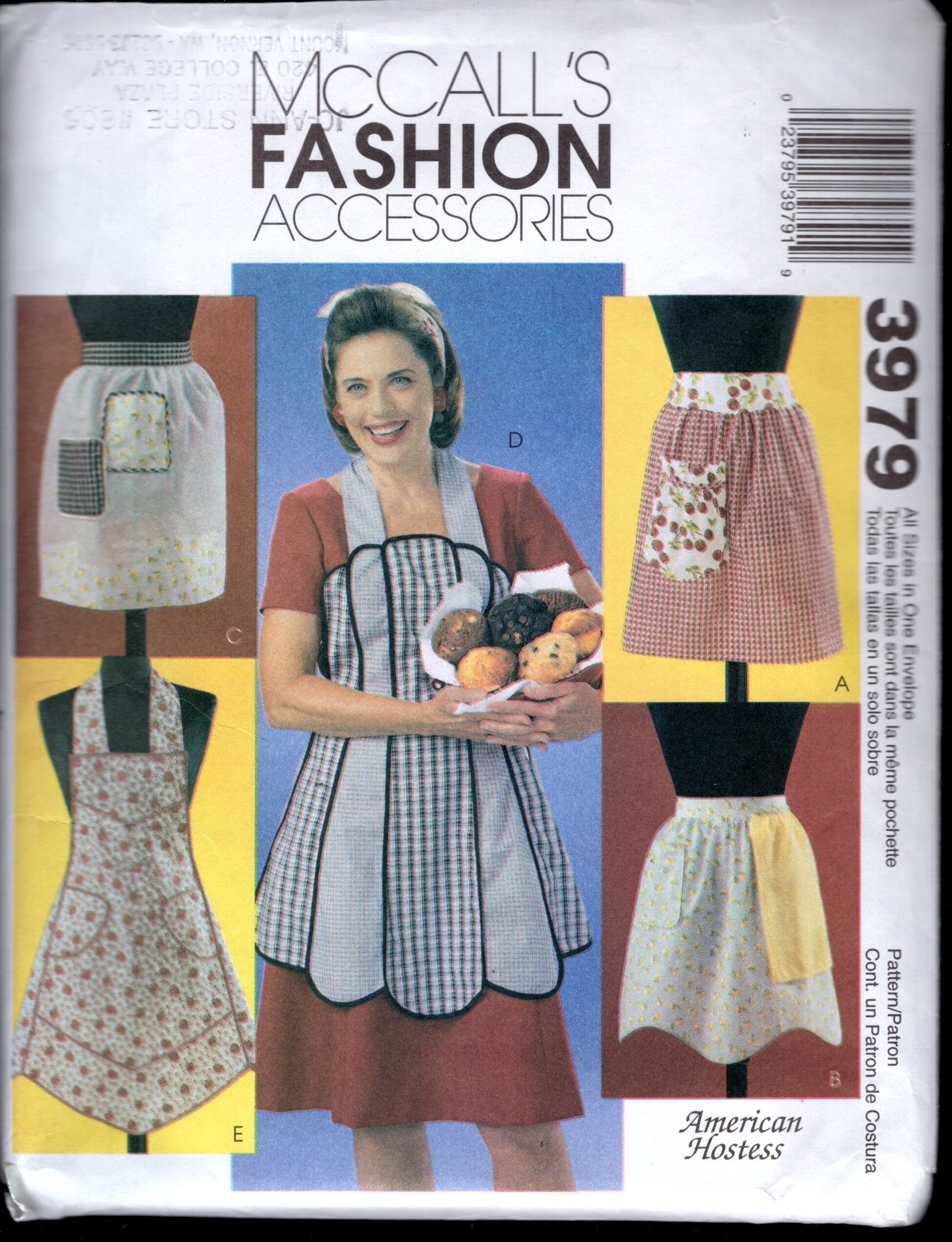 Mccall's 3979 Vintage Style Aprons, Scalloped or Shaped Hem