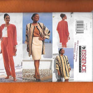 Butterick 4502 Misses' Long Jacket, Semi Fitted Pullover Top, Straight Skirt And Tapered Pants, Sizes 8-12, Or 20-24 UNCUT