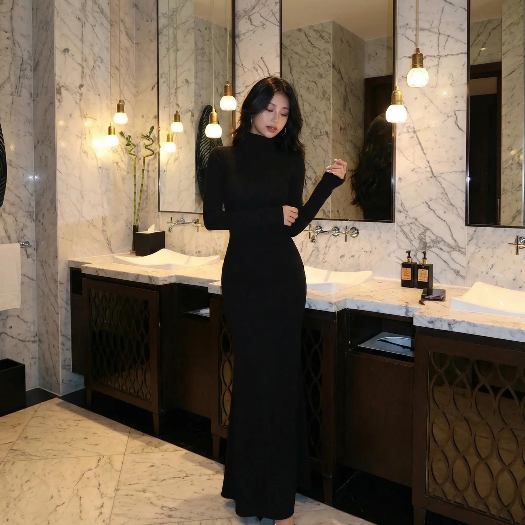 Black Formal Turtleneck Dress - Etsy