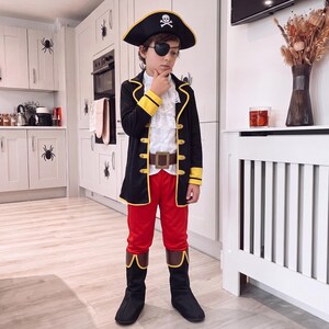 Pirate Costume for Kids Halloween Outfit for Boys Birthday Party Dress Up for Toddler Book Day Gift for Grandson Captain Set for School Play