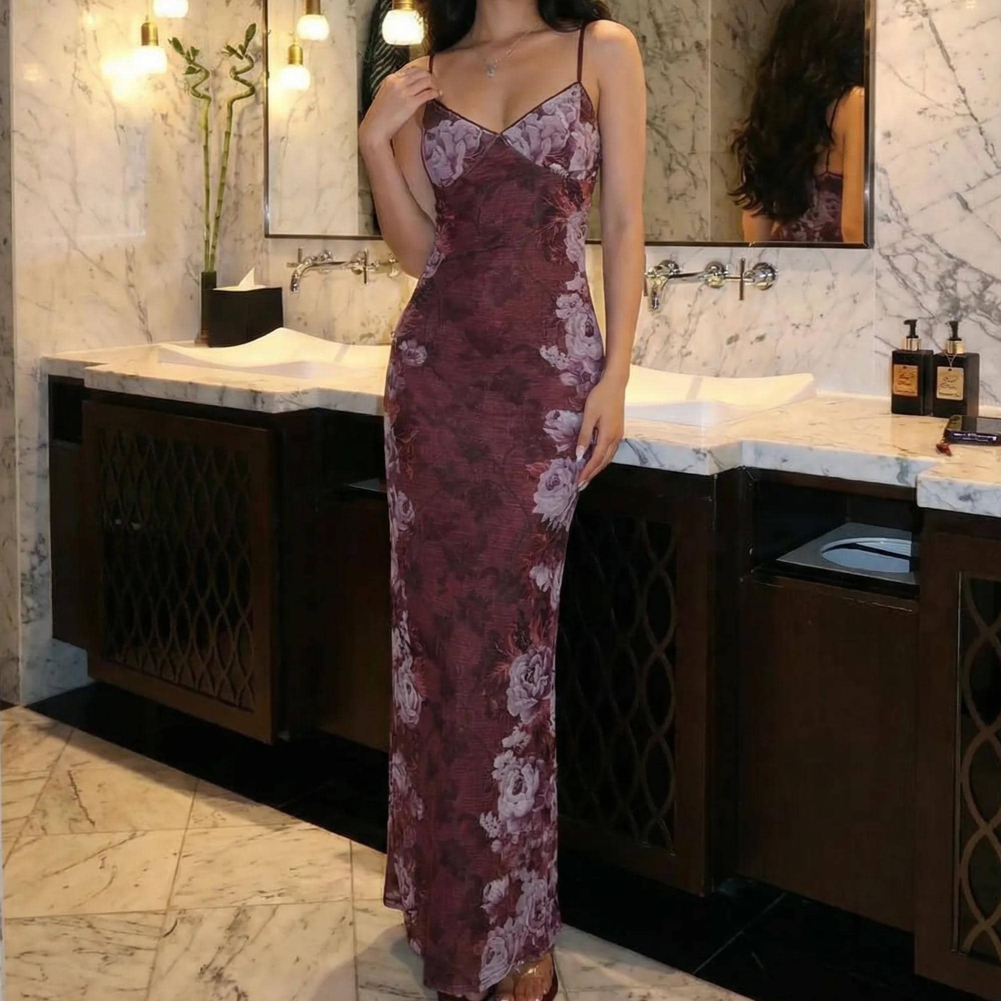 Long Burgundy Wedding Guest Dress - Etsy