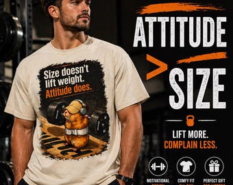Funny Gym T-Shirt, Attitude Over Size Workout Motivation Tee, Fitness Lover Gift