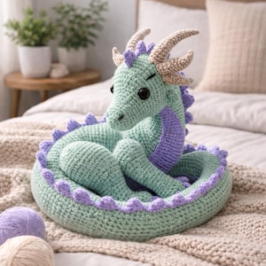 Padrão de crochê de dragão gigante – Brinquedo de pelúcia amigurumi – PDF digital