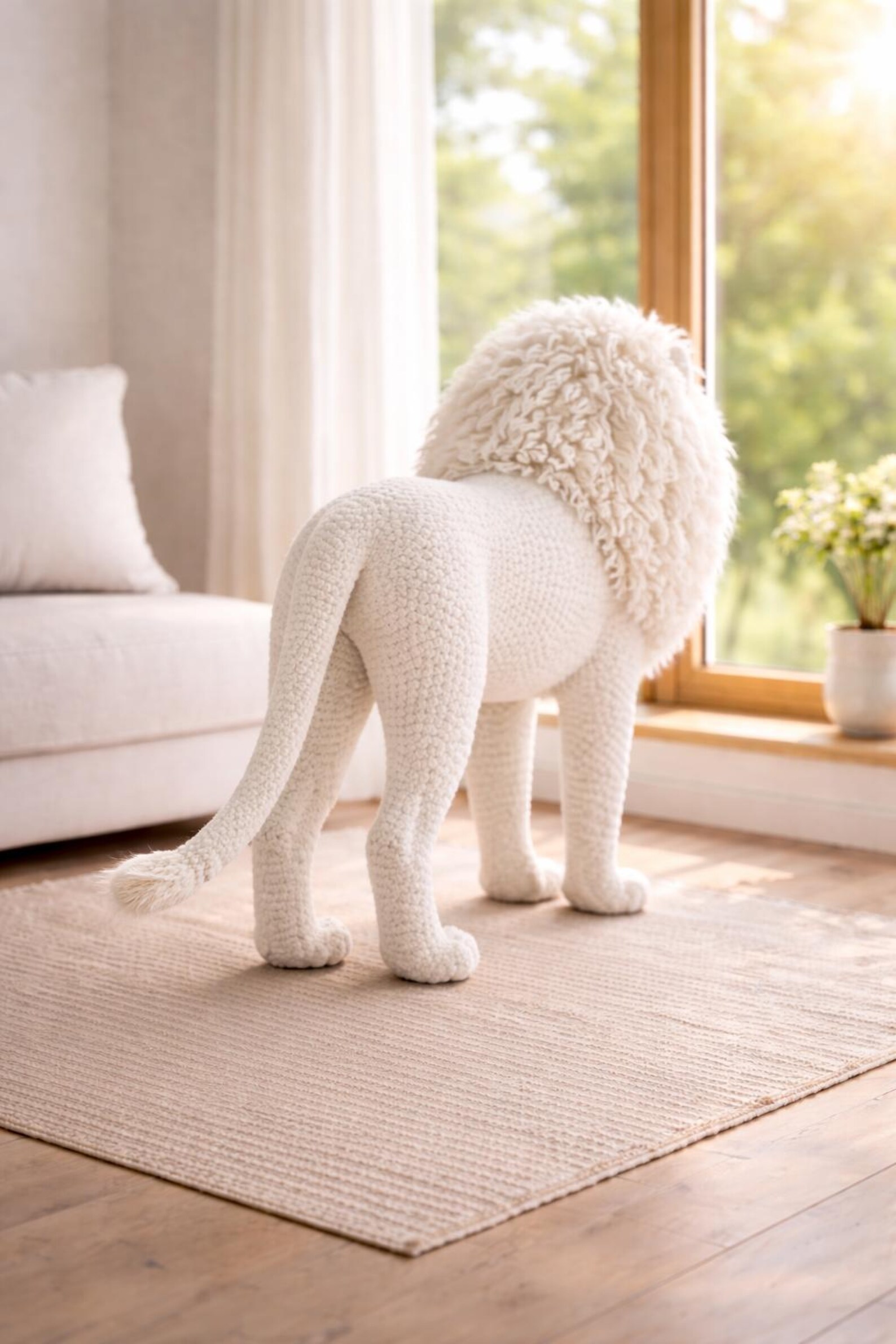 White Lion Amigurumi Crochet Pattern, Realistic Standing Jungle Animal ...
