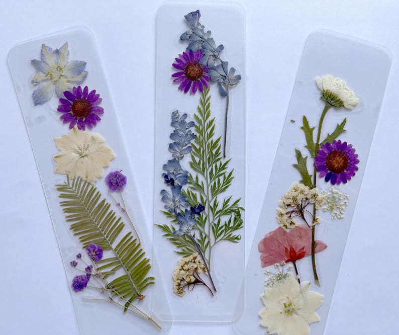 Laminated Pressed Flower Bookmark – 2x7 Clear Botanical Bookmark – Gift ...