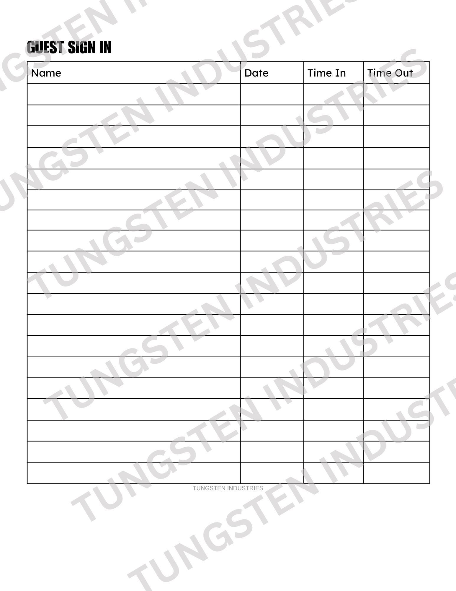 Guest Log In Sheets Guest Sign-in Sheet | Printable PDF - Etsy