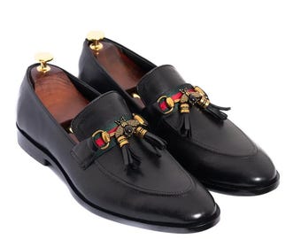 Chaussures habillées noires faites main en cuir pur pour homme, richelieu homme