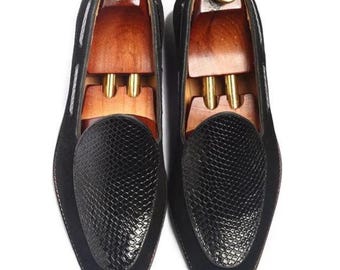 Stylish Black Suede Leather Slip-on Loafers Handmade Luxury Men's Fashion Party Shoes