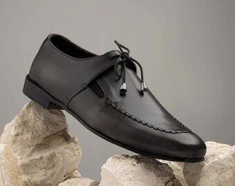 Handmade Black Leather Oxford Shoes | Men's Formal Lace-Up