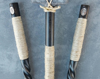 Hand Carved Vampire Slayer Stake Set / Archangel Medallions of Gabriel imbedded into Stakes / Comes with mallet