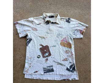 Vintage Polo Ralph Lauren Venezuela Fishing grafisch poloshirt groot O3