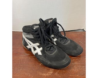 Asics Matflex Wrestling Shoes Black/White Size 10 Mens High-Top Lightweight Mesh Design