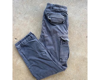 Vintage Abercrombie & Fitch Mens Gray Cargo Pants 34W 32L  Multiple Pockets K3