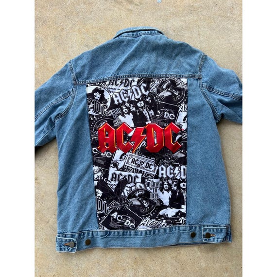 AC/DC ミディアム デニム ジャケット バックパッチ付き ハイウェイ 