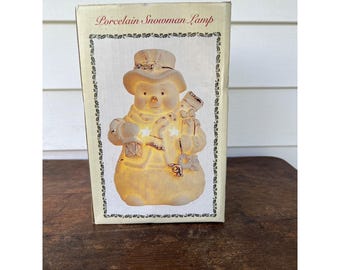 Vintage Porcelain Snowman Lamp With Bulb Included E3