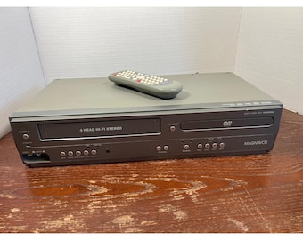 Reproductor combinado de DVD/VHS Magnavox DV225MG9 antiguo con control remoto, estéreo Hi-Fi de 4 cabezales, probado.