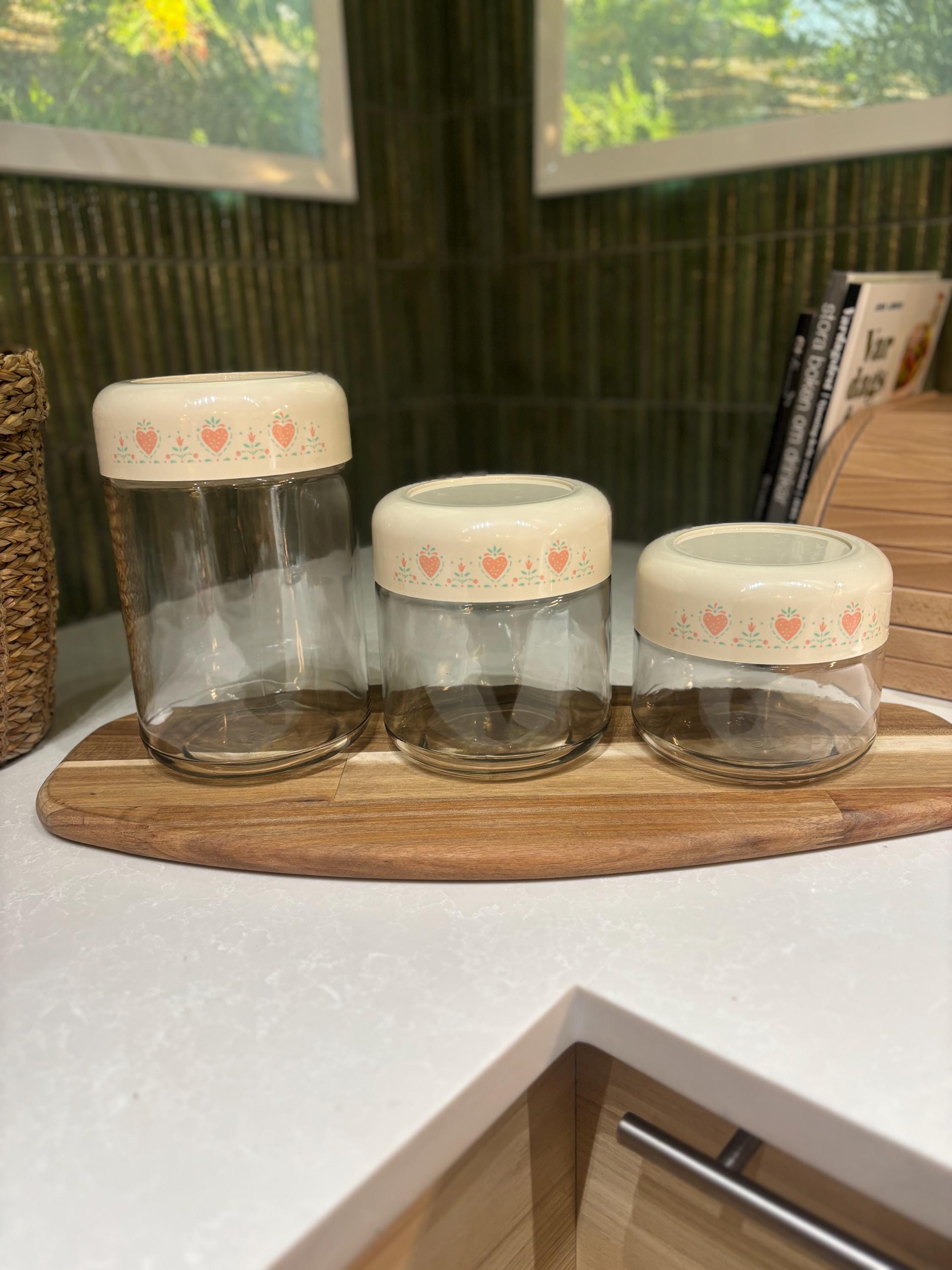 Vintage Corelle Forever Yours Glass Jar Set 3pc - Etsy