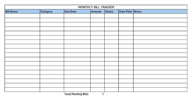 Monthly Bill Tracker PDF | Simple Bill Organizer | Budget Planner ...