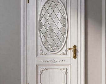 3 Doors Luxury Hand Carved White Wooden  Interior Door with Ornate Floral Detailing