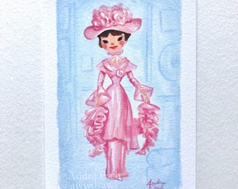 audrey hepburn my fair lady pink dress Audrey Hepburn Fine Art Print – My Fair Lady Pink Dress (4x6 Inch)