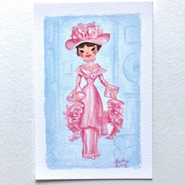 Audrey - Pink Dress - My Fair Lady - 4 x 6 inches - Fine Art Print