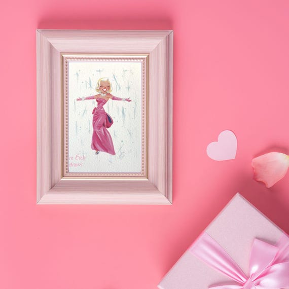 Marilyn Monroe Fine Art Print  Gentlemen Prefer Blondes - Pink Dress on  White (4x6 Inch) - Etsy
