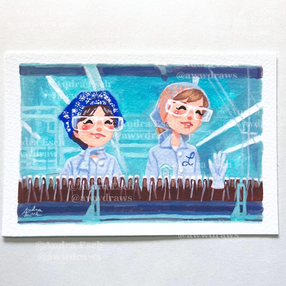 Laverne and Shirley Caricature Art Tribute - 4 x 6 inch Fine Art Print