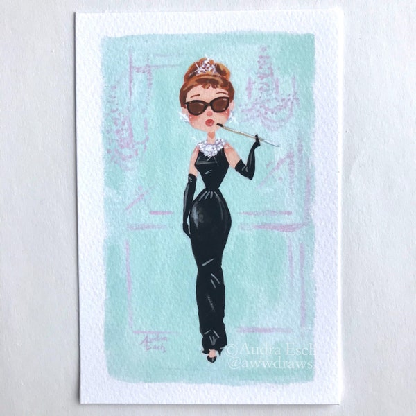 Audrey Hepburn - Black Dress - Breakfast at Tiffany’s - 4 x 6 inches - Fine Art Print