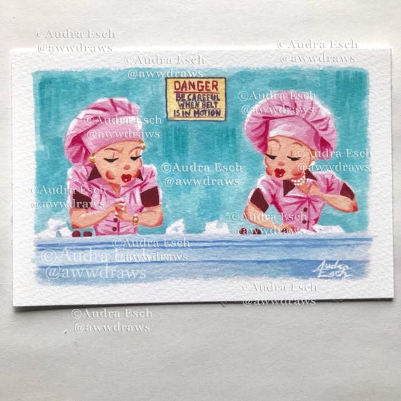 I Love Lucy – Chocolate Factory Scene Art Print | 4x6 Inch Fine Art |  Iconic Comedy TV Art - Etsy