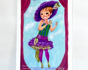 Barbra Streisand 'Funny Girl' Fine Art Print – Chorus Girl on Roller Skates - 4x6 inch