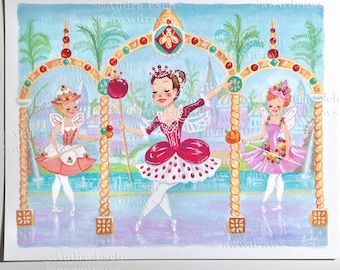 Sugar Plum Fairy and her Attendants from The Nutcracker Ballet - 8x10 inches - Fine Art Print