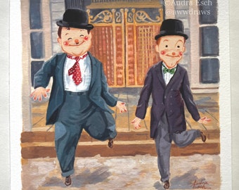Laurel & Hardy 'Way Out West' Fine Art Print – 6x6 inches