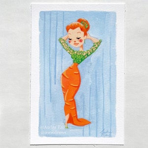 Illustratie wortel avondjurk - 4 x 6 inch grillig keukendecor Fine Art Print