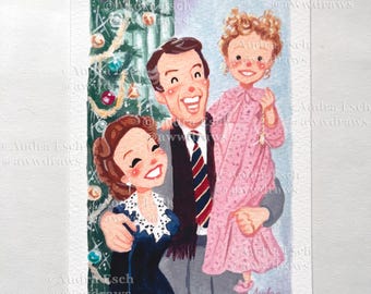 It's a Wonderful Life Fine Art Print – George, Mary, & Zuzu (4x6 inch)