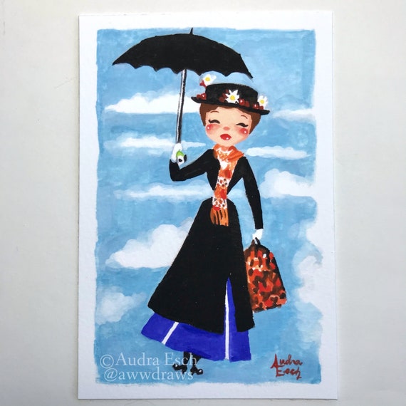Mary Poppins Flying Nanny Fine Art Print – (4x6 Inch) - Etsy