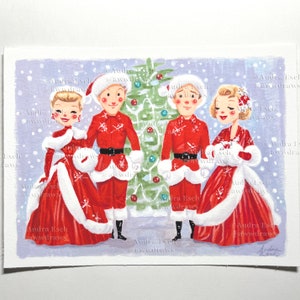 M. et Mme du Père Noël - Noël blanc - 15 x 20 cm - impression d'art