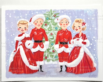 Mr. and Mrs. Santa Claus&#39; - White Christmas - 6 x 8 inch Classic Musical Movie Fine Art Print