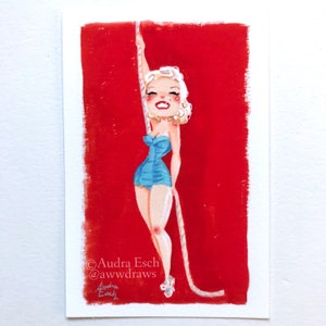 Marilyn - Blue Swimsuit - 4 x 6 inches - Fine Art Print