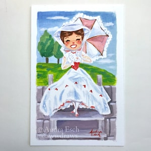 Mary Poppins Singing Jolly Holiday - 4 x 6 inch Fine Art Print