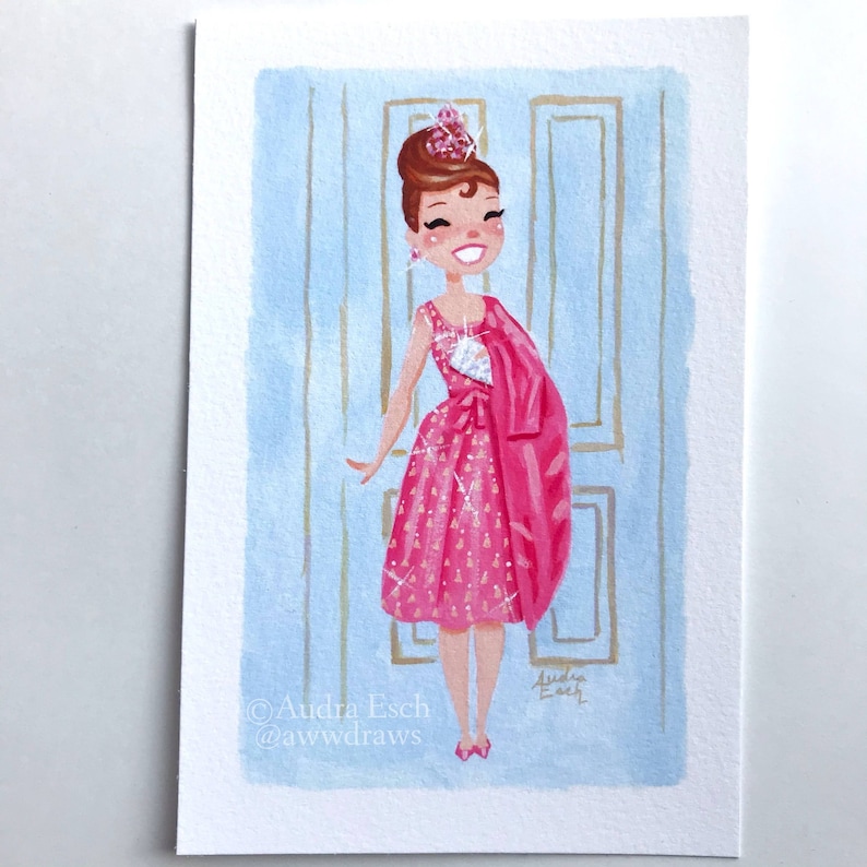 Audrey Hepburn - Pink Dress - Breakfast at Tiffany’s - 4 x 6 inches - Fine Art Print