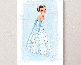 Audrey Hepburn Fine Art Print – Funny Face, Blue Dress (4x6 inch)