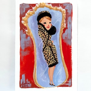 Barbra Streisand as Fanny Brice wearing her Leopard Coat from Funny Girl - 4 x 6 inch Fine Art Print