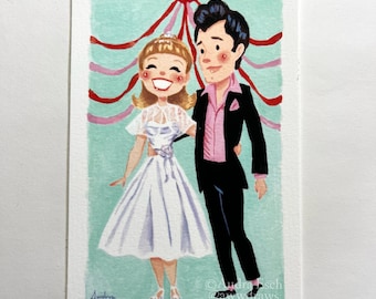 Olivia Newton John & John Travolta at Prom Fine Art Print - 'Grease' Movie 4x6 inch
